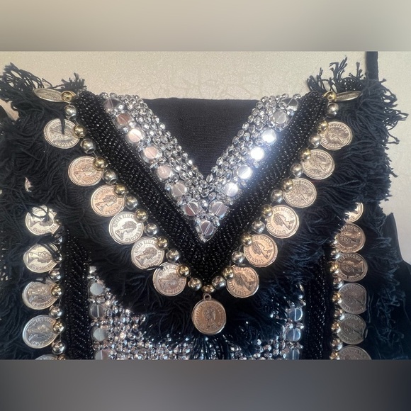 Shashi | Black Metallic Embellished Beaded Shoulder Bag - Picture 5 of 16